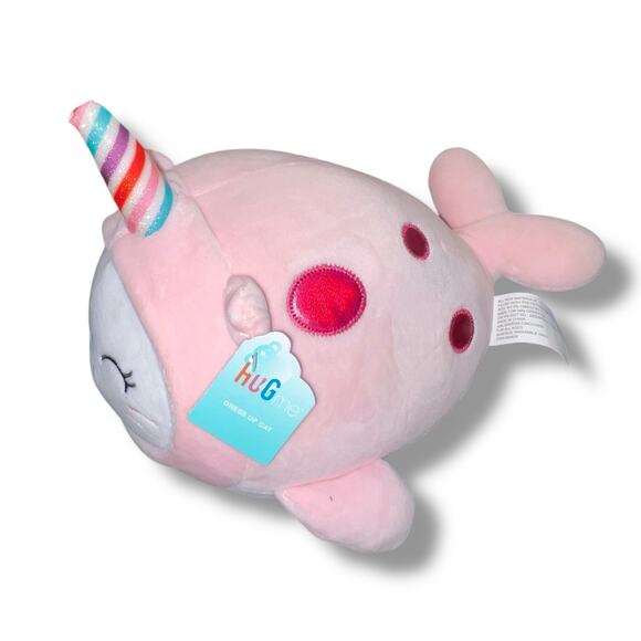 Hug Me Plush Dress Up Cat Narwhal Horn Glittery Pillow Embroidered Nursery 10" - Picture 4 of 12